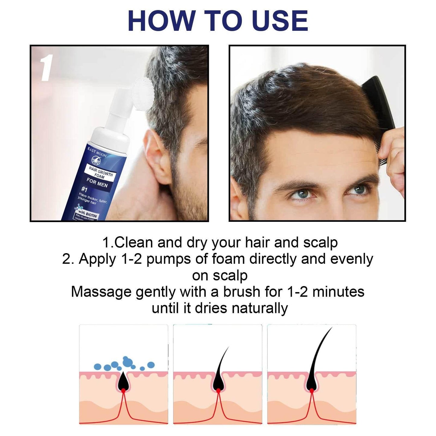 Men's Hair Thickening Foam for Root Follicle Repair - Estalios