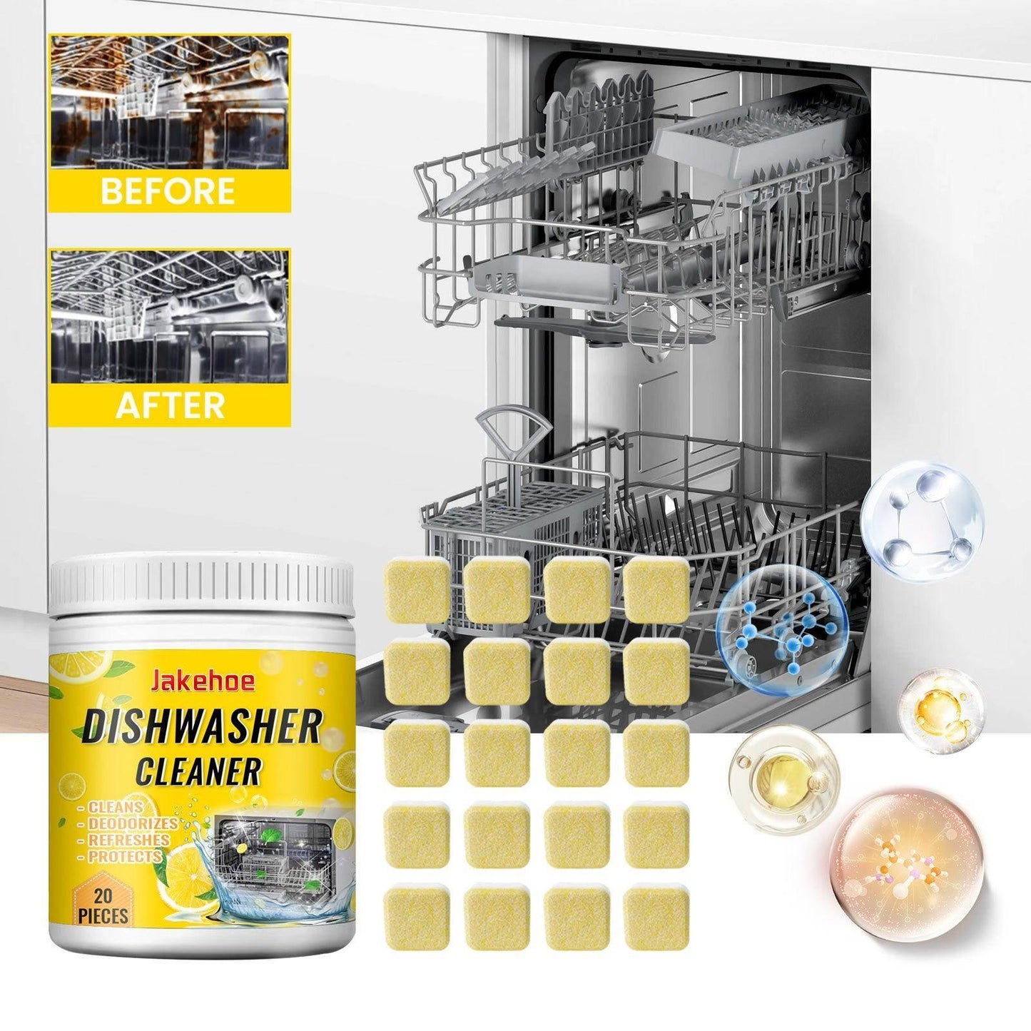 Dishwasher Clean Effervescent Tablets For Heavy Oil Stain - Estalios
