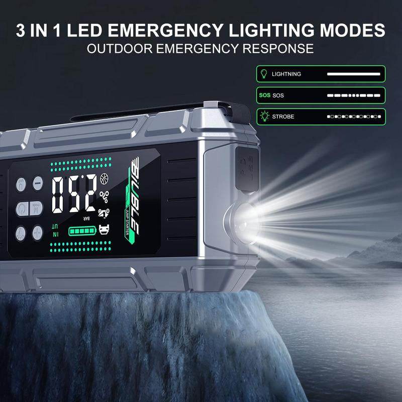7-In-1 10000A Car Jump Starter with Air Compressor Tools - Estalios