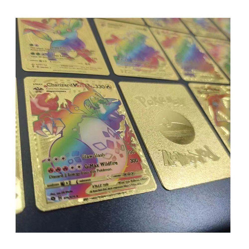 Pokémon Gold Card Pikachu Spitfire Dragon VMAX PTCG Flash Card - Estalios