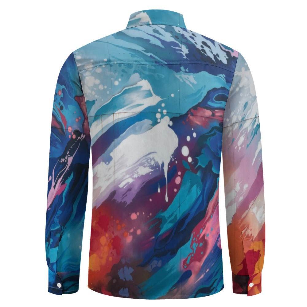 Peach Velvet Casual One Pocket Long Sleeve Shirt - Estalios