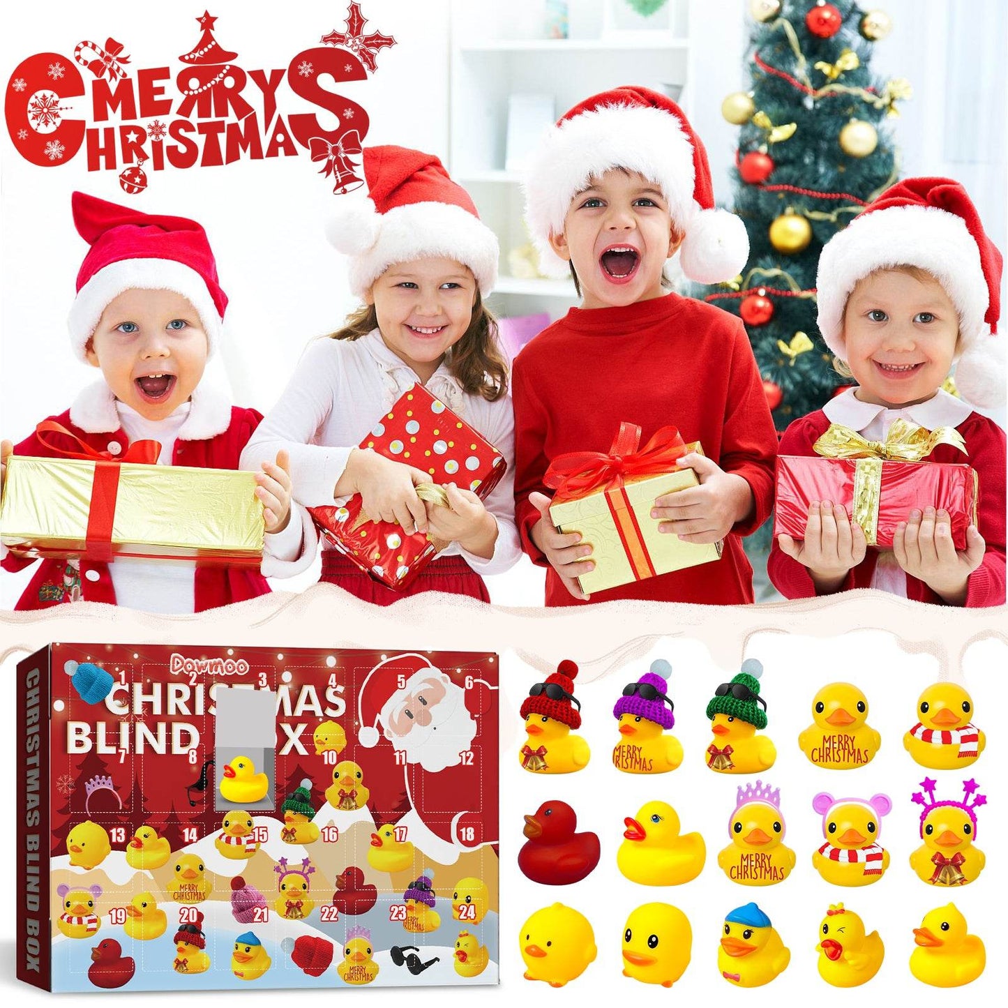 Christmas Blind Box, 24 Grid Cartoon Ducklings Surprise - Estalios