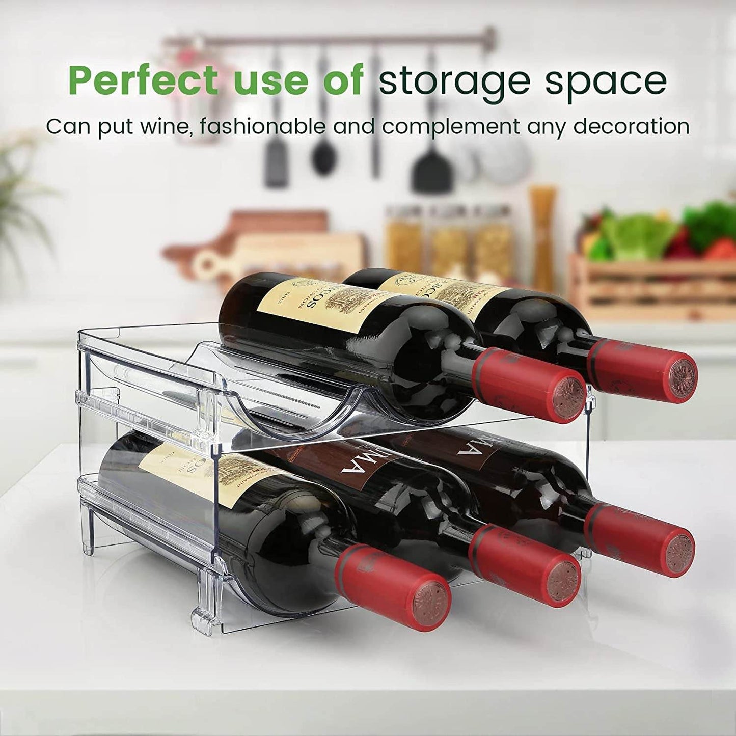 Stackable Water Bottle Organizer for Cabinet - 2 Packs - Estalios