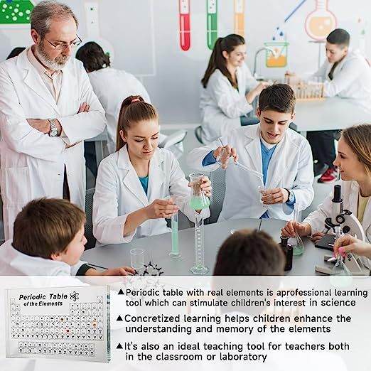 Periodic Table With 83 Real Elements, Acrylic Display - Estalios