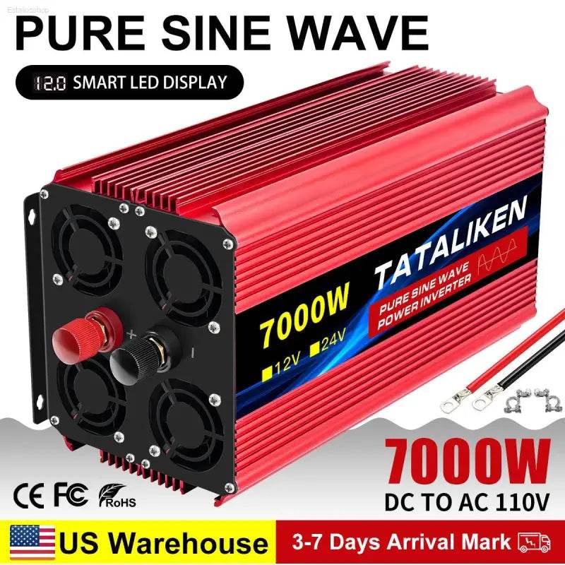 12V To 110V AC Pure Sine Power Inverter 3500W Solar Accessory - Estalios