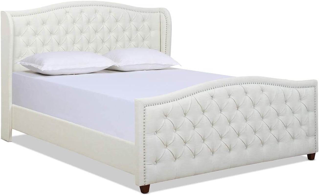Marcella Upholstered Shelter Headboard Bed Set, Queen Size - Estalios