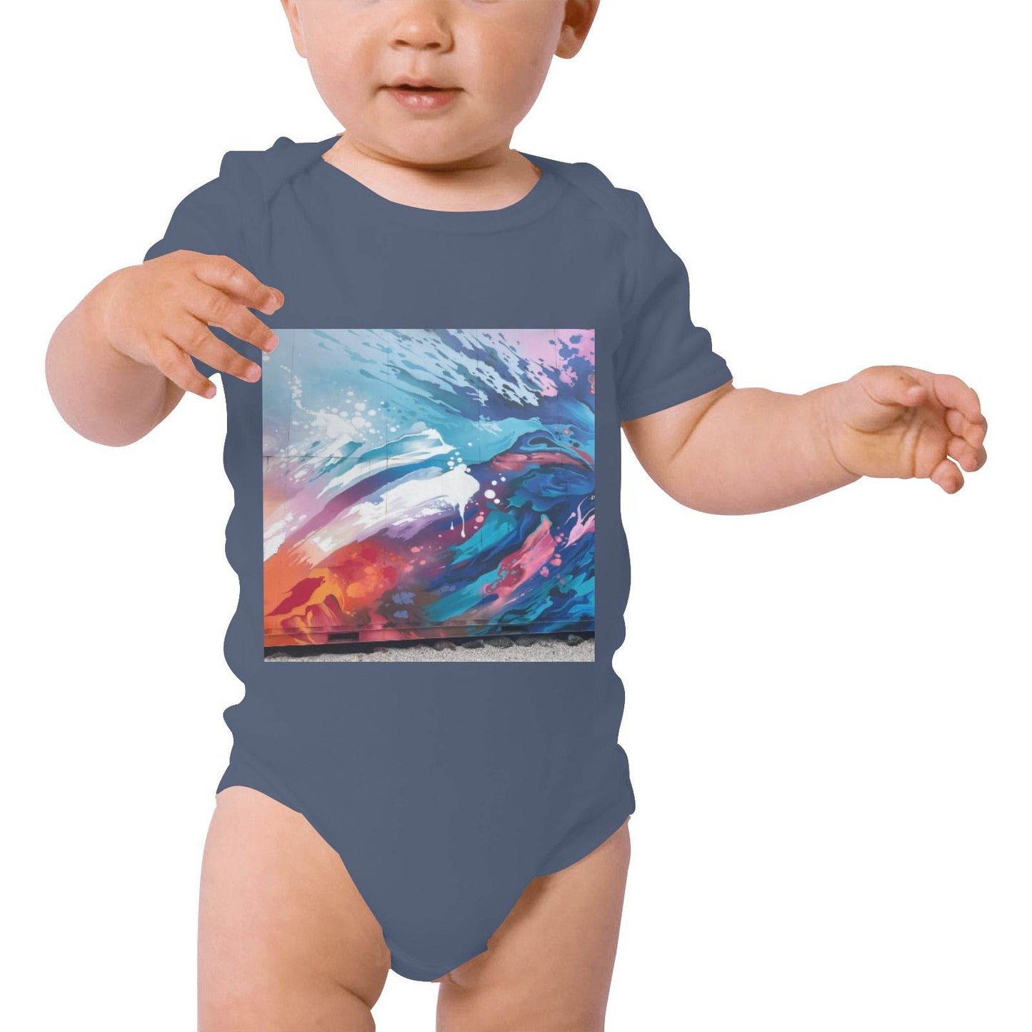 Baby Powder Organic Short Sleeve One Piece Model T28(One Side Printing) - Estalios