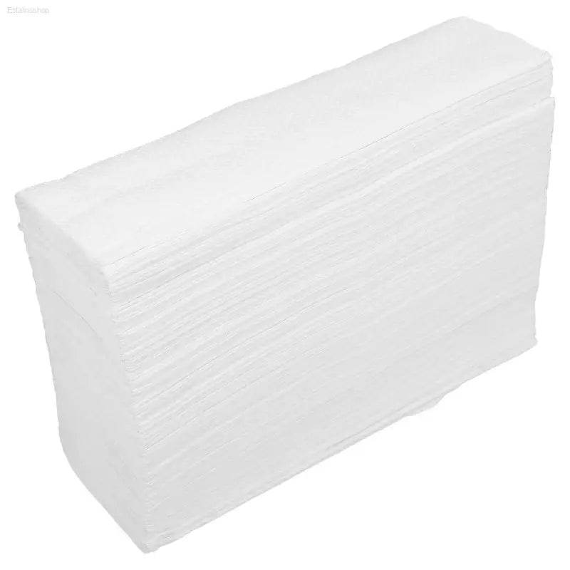 Stack of white paper napkins.
