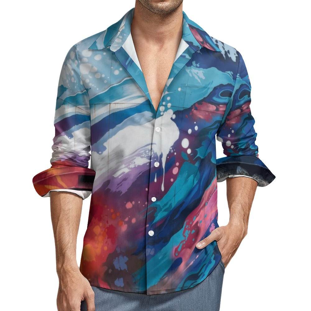 Peach Velvet Casual One Pocket Long Sleeve Shirt - Estalios