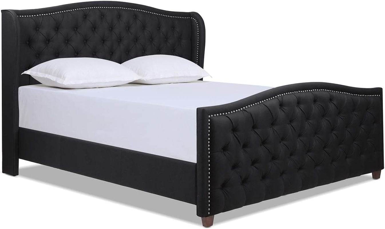 Marcella Upholstered Shelter Headboard Bed Set, Queen Size - Estalios