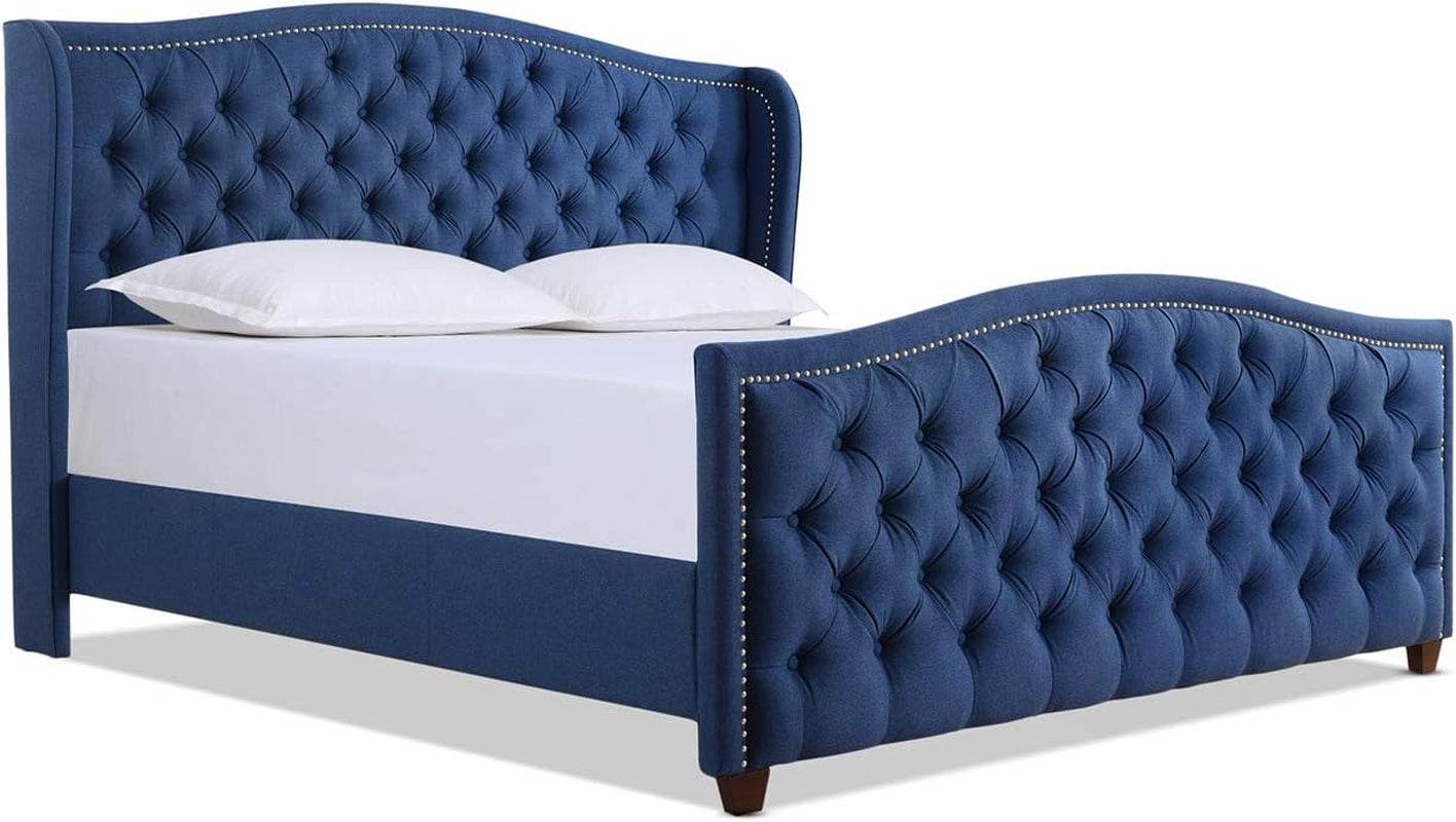 Marcella Upholstered Shelter Headboard Bed Set, Queen Size - Estalios