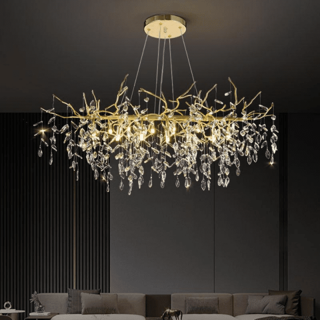 Luxury Gold Crystal Branch Chandelier for Elegant Lighting