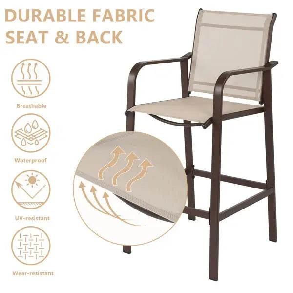 2pcs Patio Bar Stool Set with Iron Frame and Mesh Cloth - Estalios