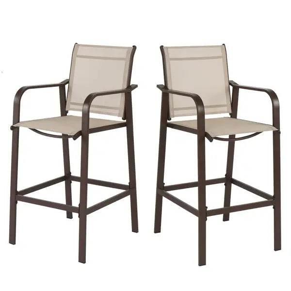 2pcs Patio Bar Stool Set with Iron Frame and Mesh Cloth - Estalios