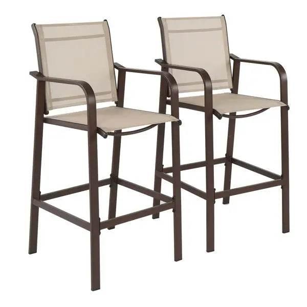 2pcs Patio Bar Stool Set with Iron Frame and Mesh Cloth - Estalios
