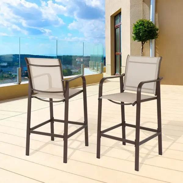 2pcs Patio Bar Stool Set with Iron Frame and Mesh Cloth - Estalios