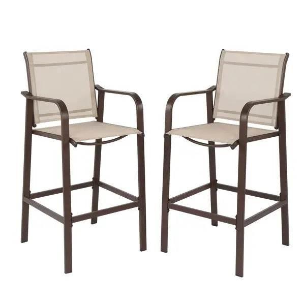 2pcs Patio Bar Stool Set with Iron Frame and Mesh Cloth - Estalios