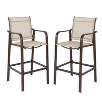 2pcs Patio Bar Stool Set with Iron Frame and Mesh Cloth - Estalios