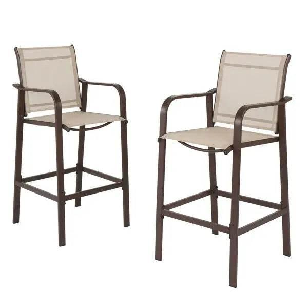 2pcs Patio Bar Stool Set with Iron Frame and Mesh Cloth - Estalios