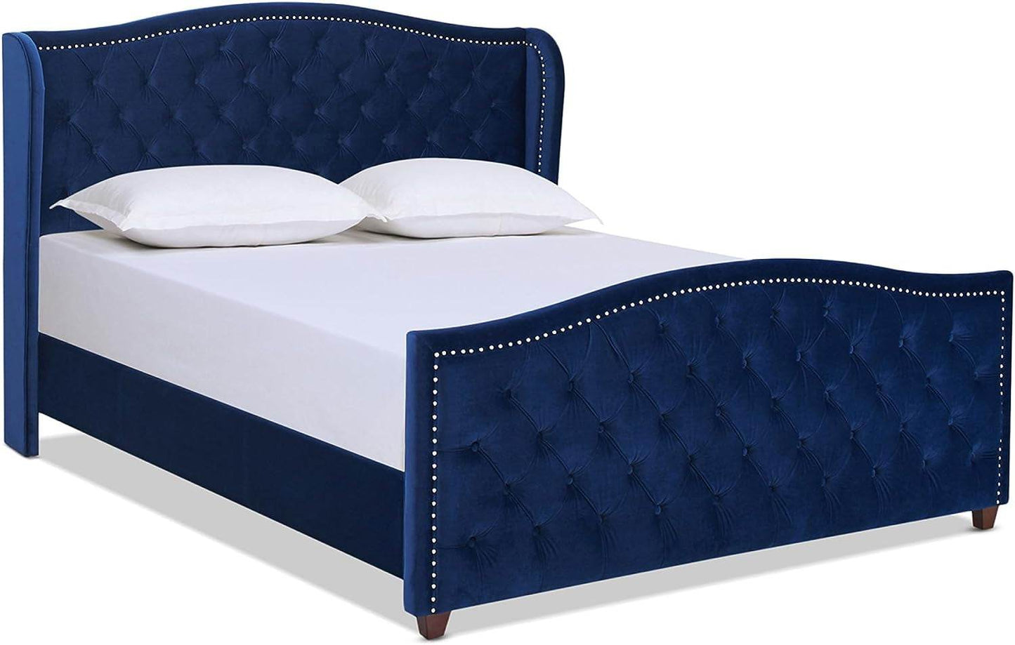 Marcella Upholstered Shelter Headboard Bed Set, Queen Size - Estalios