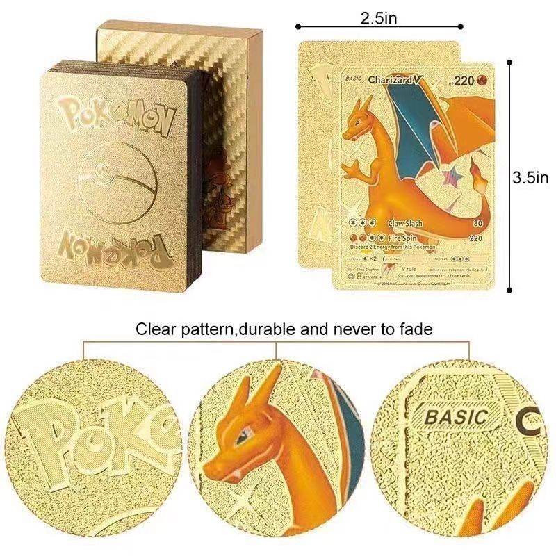 Pokémon Gold Card Pikachu Spitfire Dragon VMAX PTCG Flash Card - Estalios