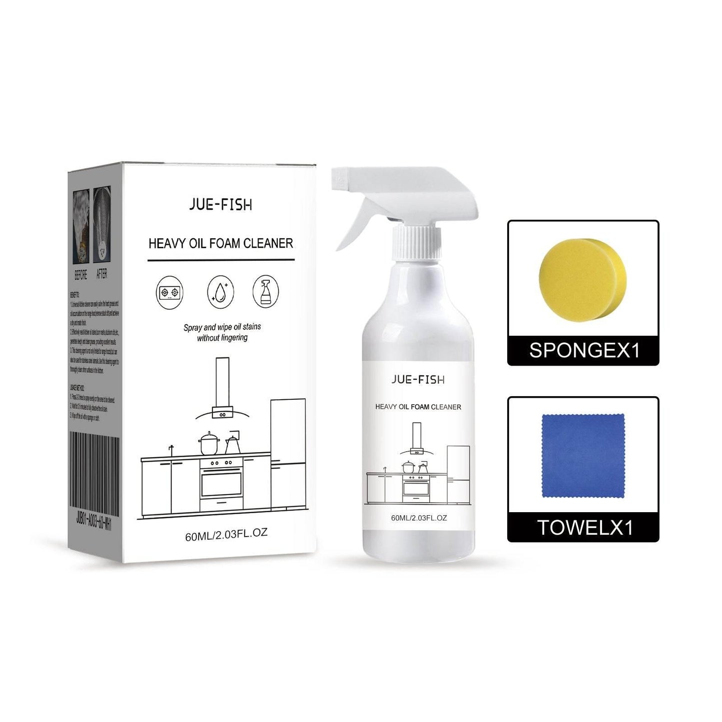 Heavy Oil Foam Cleaner for Kitchen Stove Range Hood Oil Removal - Estalios