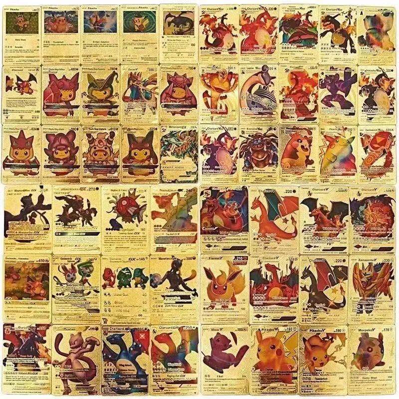 Pokémon Gold Card Pikachu Spitfire Dragon VMAX PTCG Flash Card - Estalios