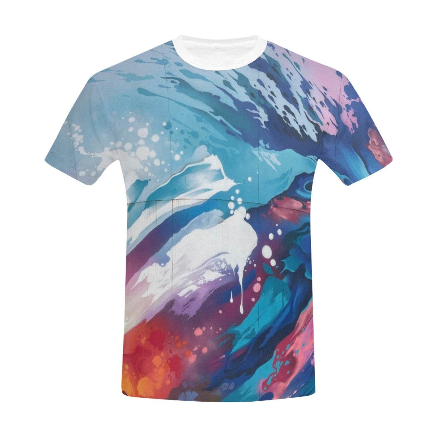 Men's All Over Print T-shirt with Solid Color Collar - Estalios