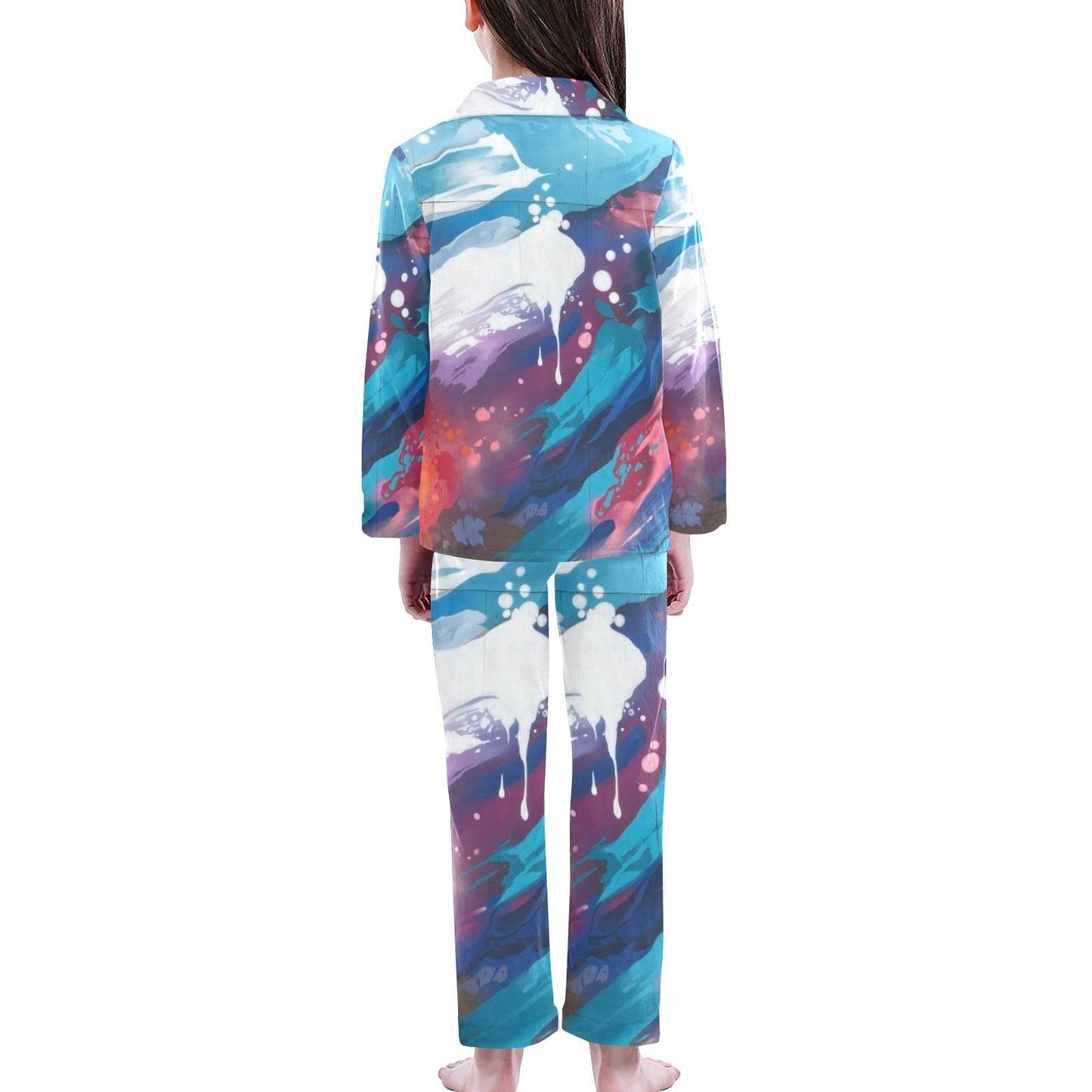 Big Girls' V-Neck Long Pajama Set for Comfortable Sleepwear - Estalios