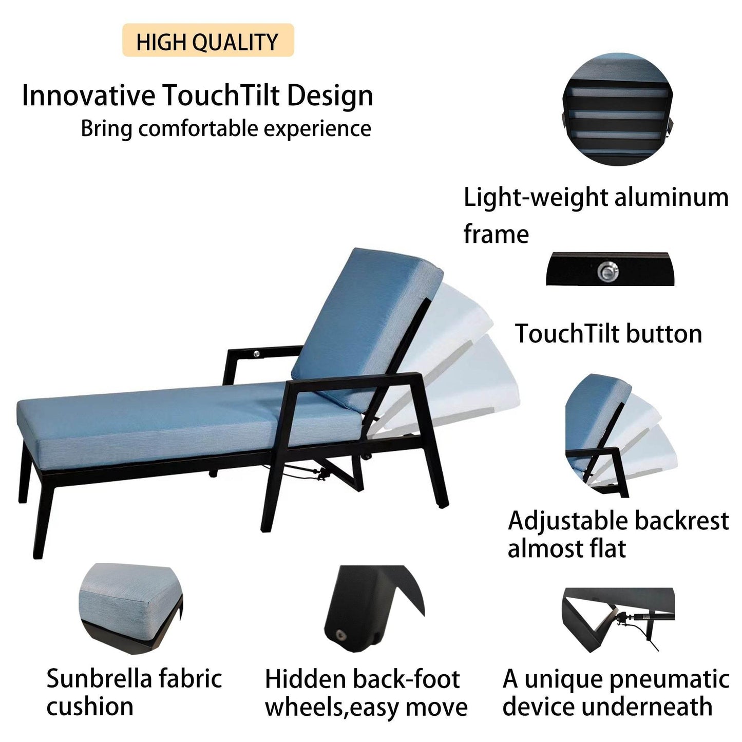 Sun Lounger Bliss: Your Blue Oasis Awaits! Relax in style with our adjustable outdoor chaise lounge, designed for ultimate comfort and relaxation. Sink into - Estalios