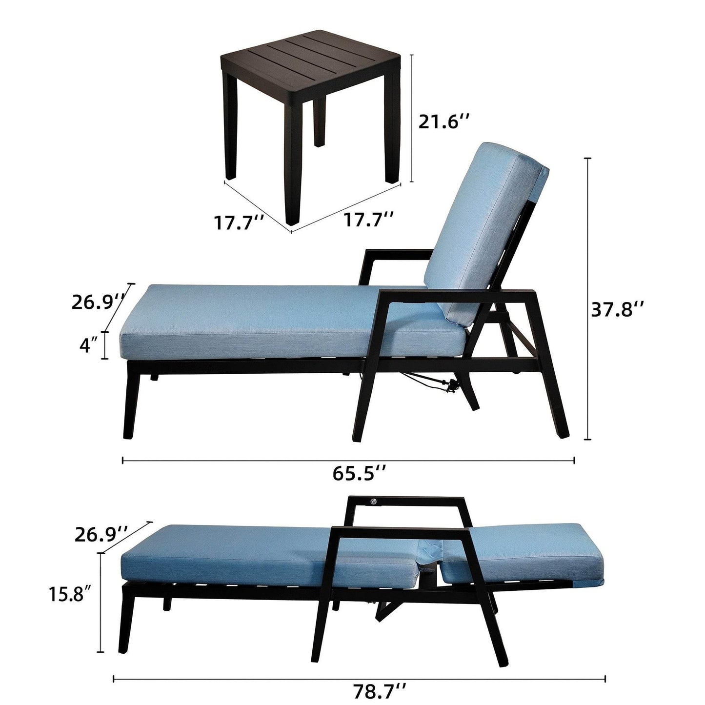 Sun Lounger Bliss: Your Blue Oasis Awaits! Relax in style with our adjustable outdoor chaise lounge, designed for ultimate comfort and relaxation. Sink into - Estalios