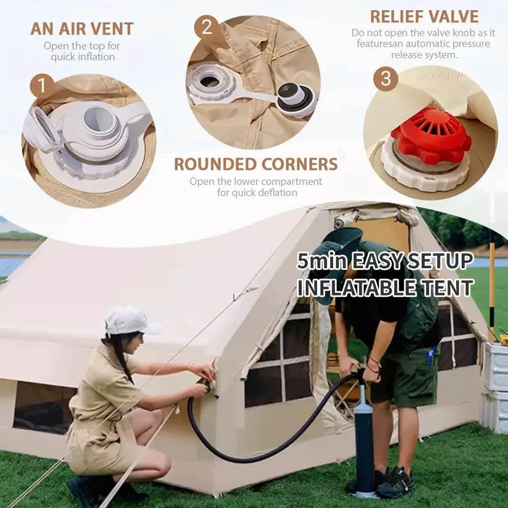 4-6 People Inflatable Tent Easy Set-Up for Camping - Estalios