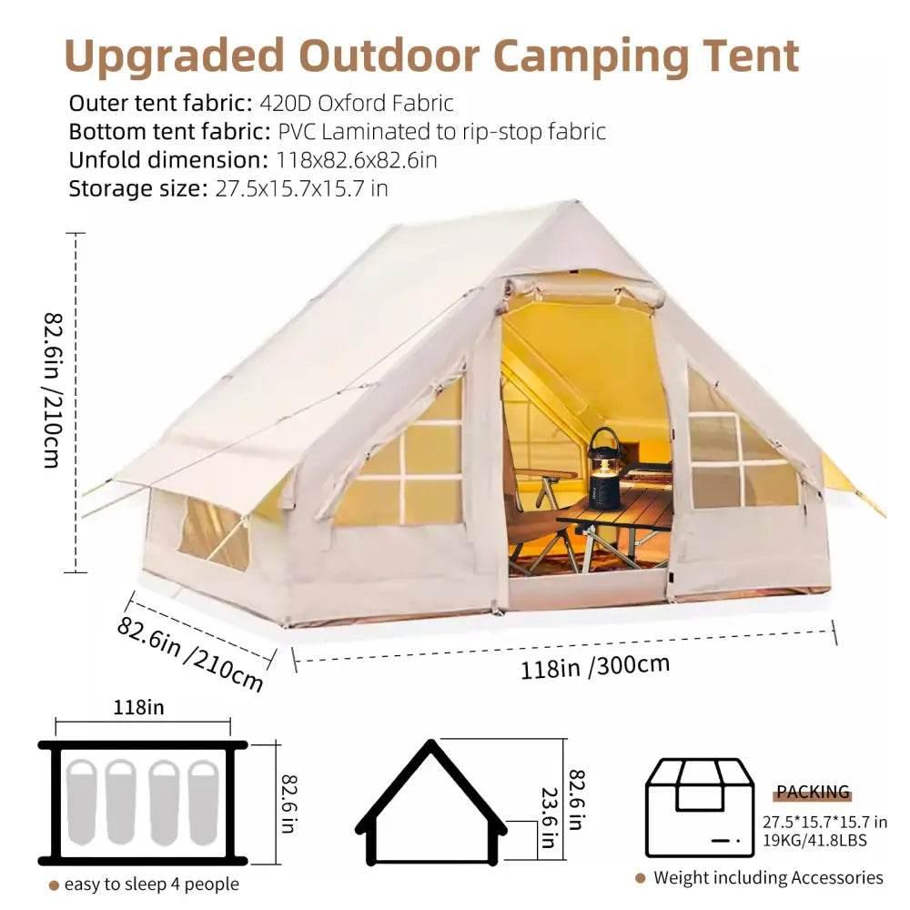 4-6 People Inflatable Tent Easy Set-Up for Camping - Estalios