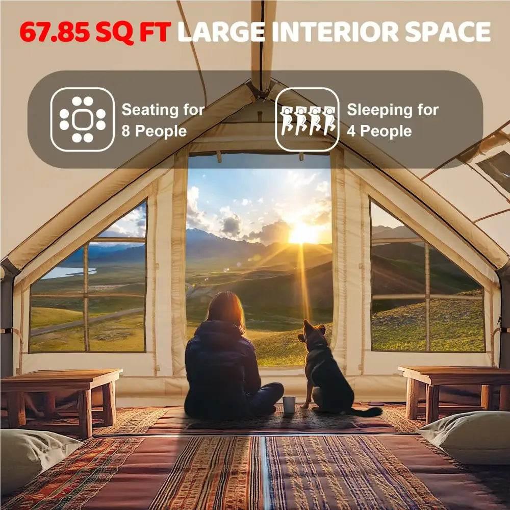4-6 People Inflatable Tent Easy Set-Up for Camping - Estalios