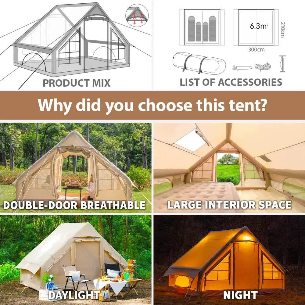 4-6 People Inflatable Tent Easy Set-Up for Camping - Estalios