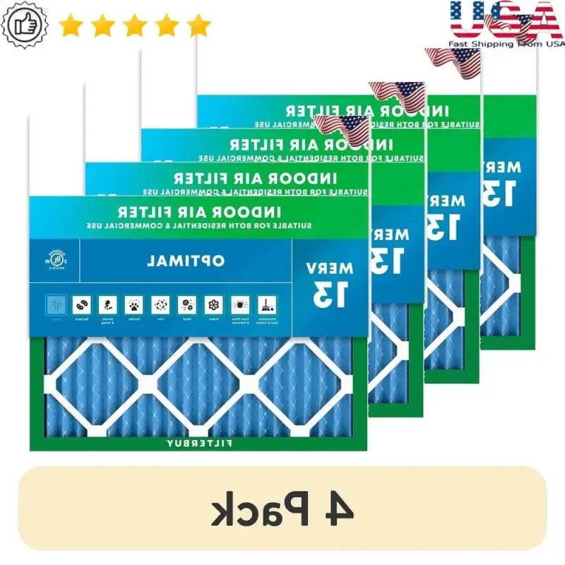 4 Pack 20x20x1 MERV 13 Pleated HVAC Air Filters Easy Install - Estalios