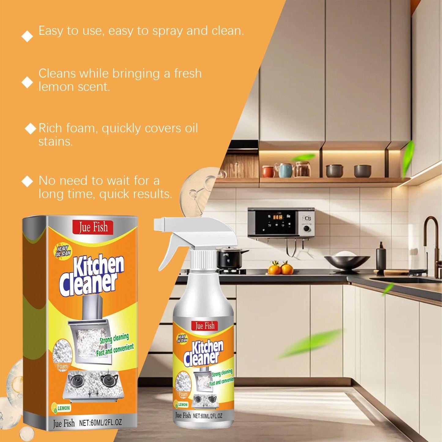 Kitchen Foam Cleaner for Household Kitchen Hood Oil Clean - Estalios