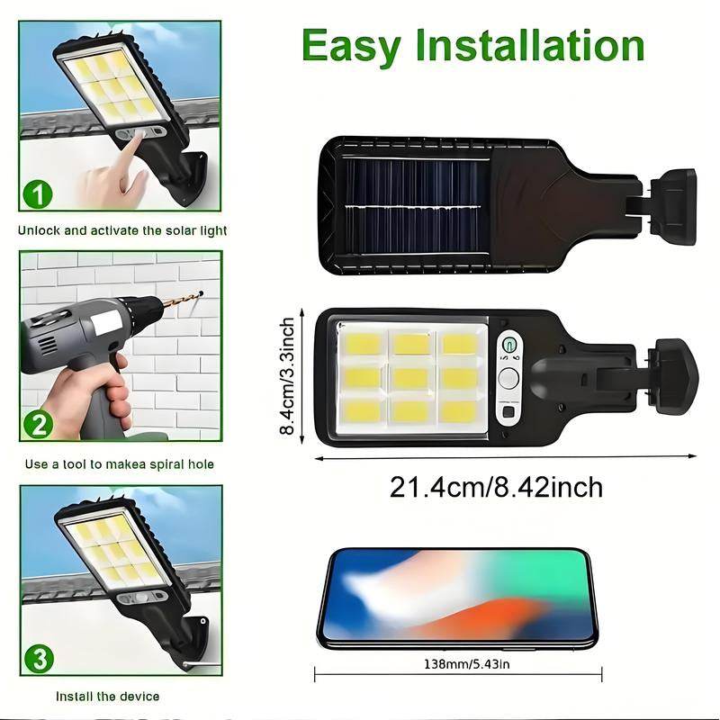 Solar Street Lights Motion Sensor Security 3 Modes Outdoor Lamp - Estalios