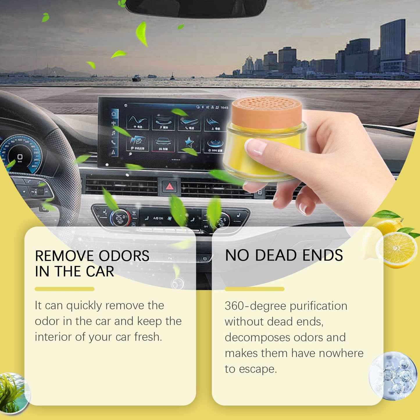 Lemon Fragrance Car Solid Balm for Fresh Air Anywhere - Estalios