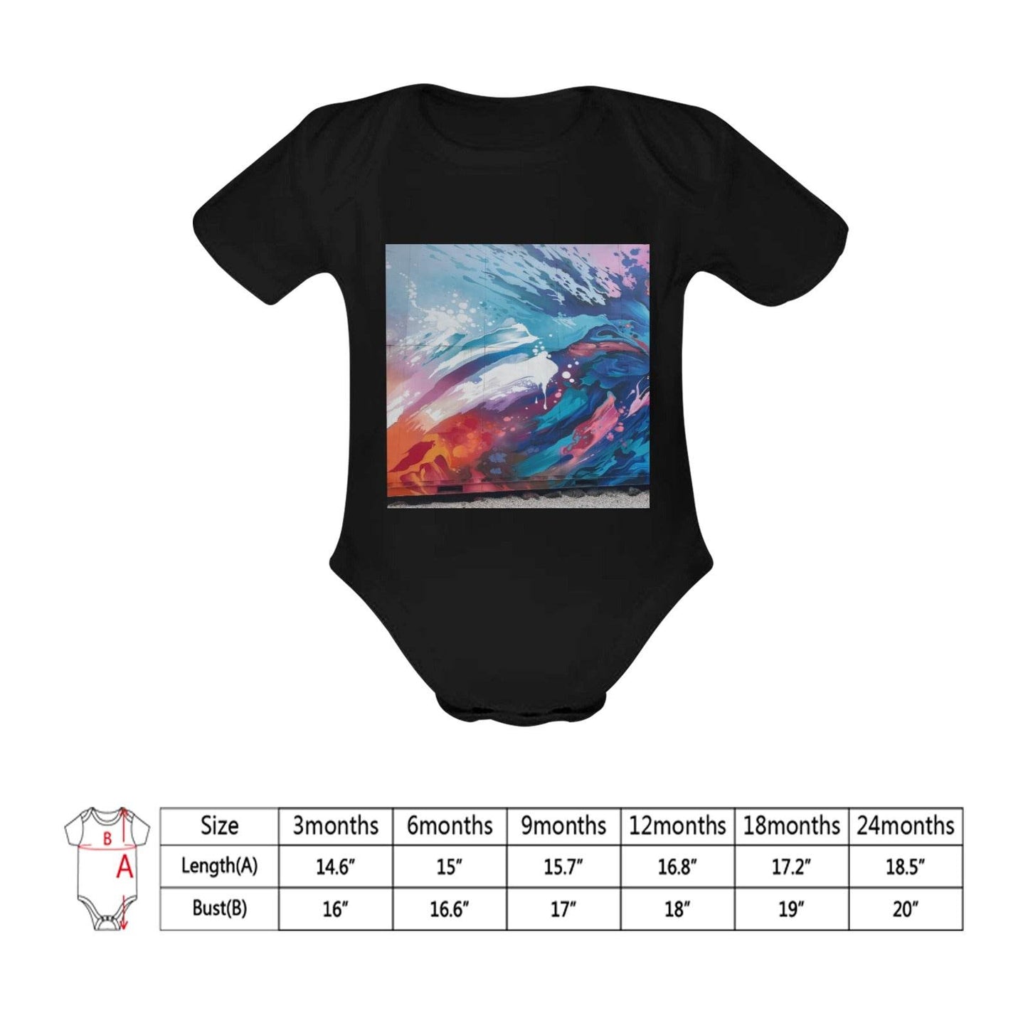 Baby Powder Organic Short Sleeve One Piece Model T28(One Side Printing) - Estalios
