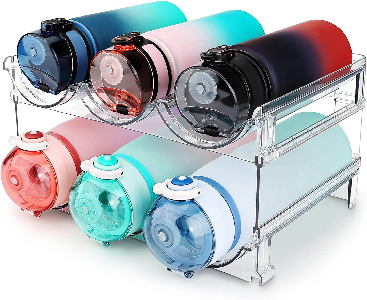 Stackable Water Bottle Organizer for Cabinet - 2 Packs - Estalios