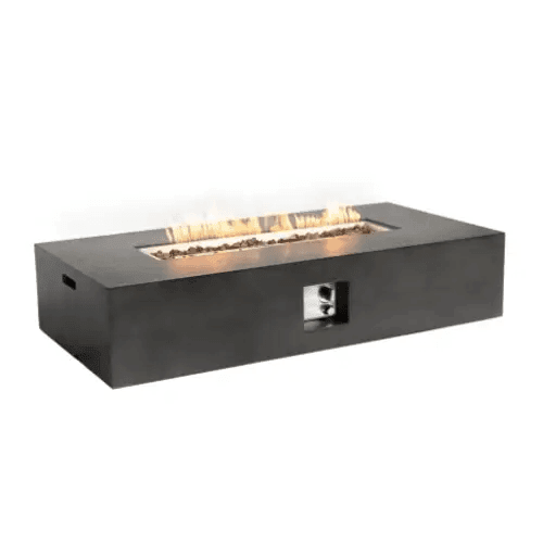 50000 BTU Large Rectangular Stone Gas Fire Pit With Lava Canopy - Estalios