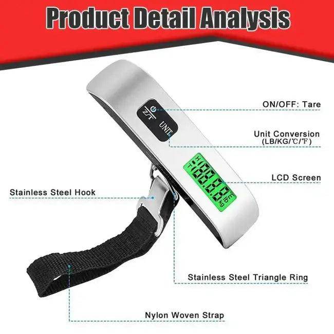 50kg Portable Digital Luggage Scale with LCD Display - Estalios
