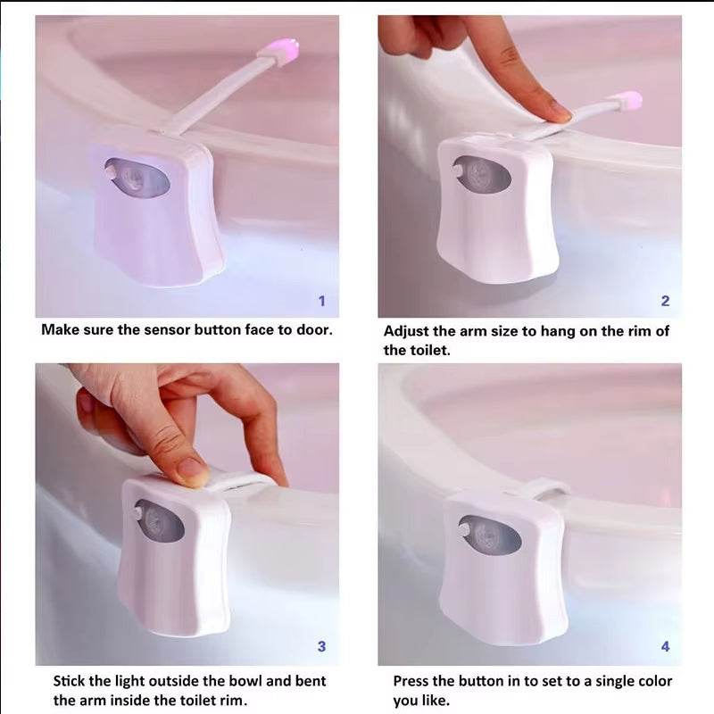 Toilet Seat Smart Motion Sensor Night Light 16 Colors LED Lamp - Estalios
