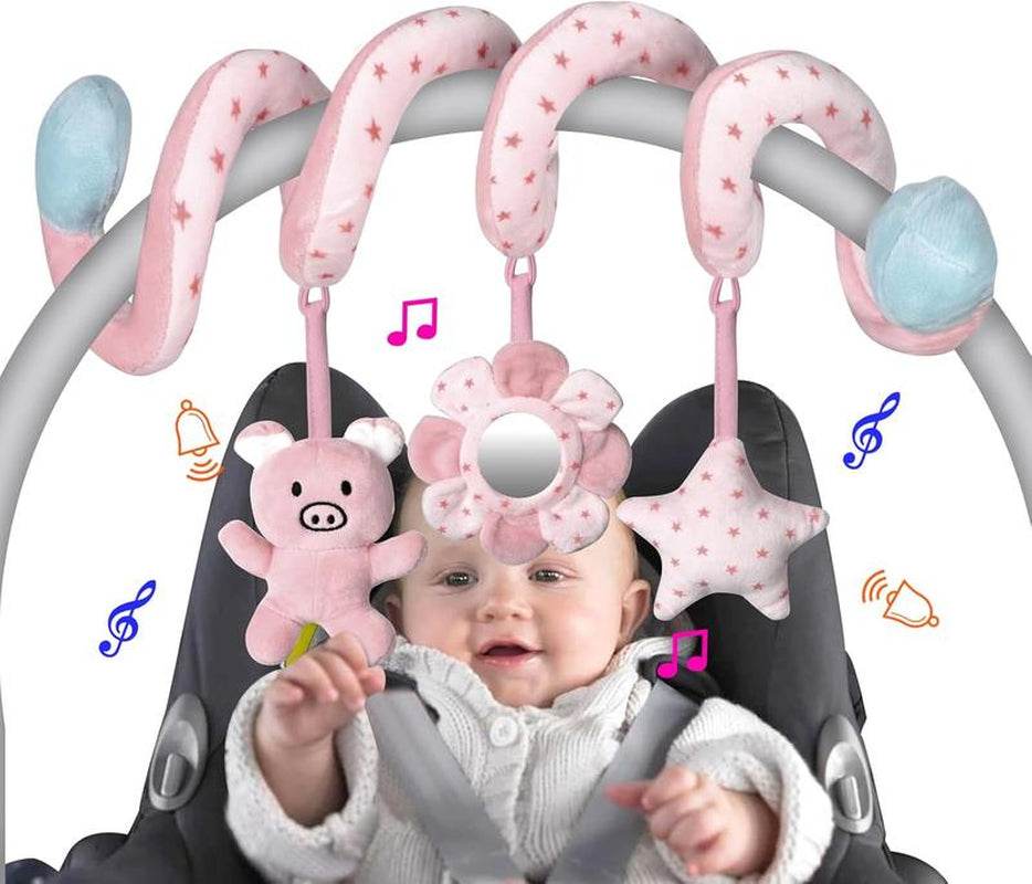 Car Seat Toys with Mirror and Rattles for Baby Play - Estalios
