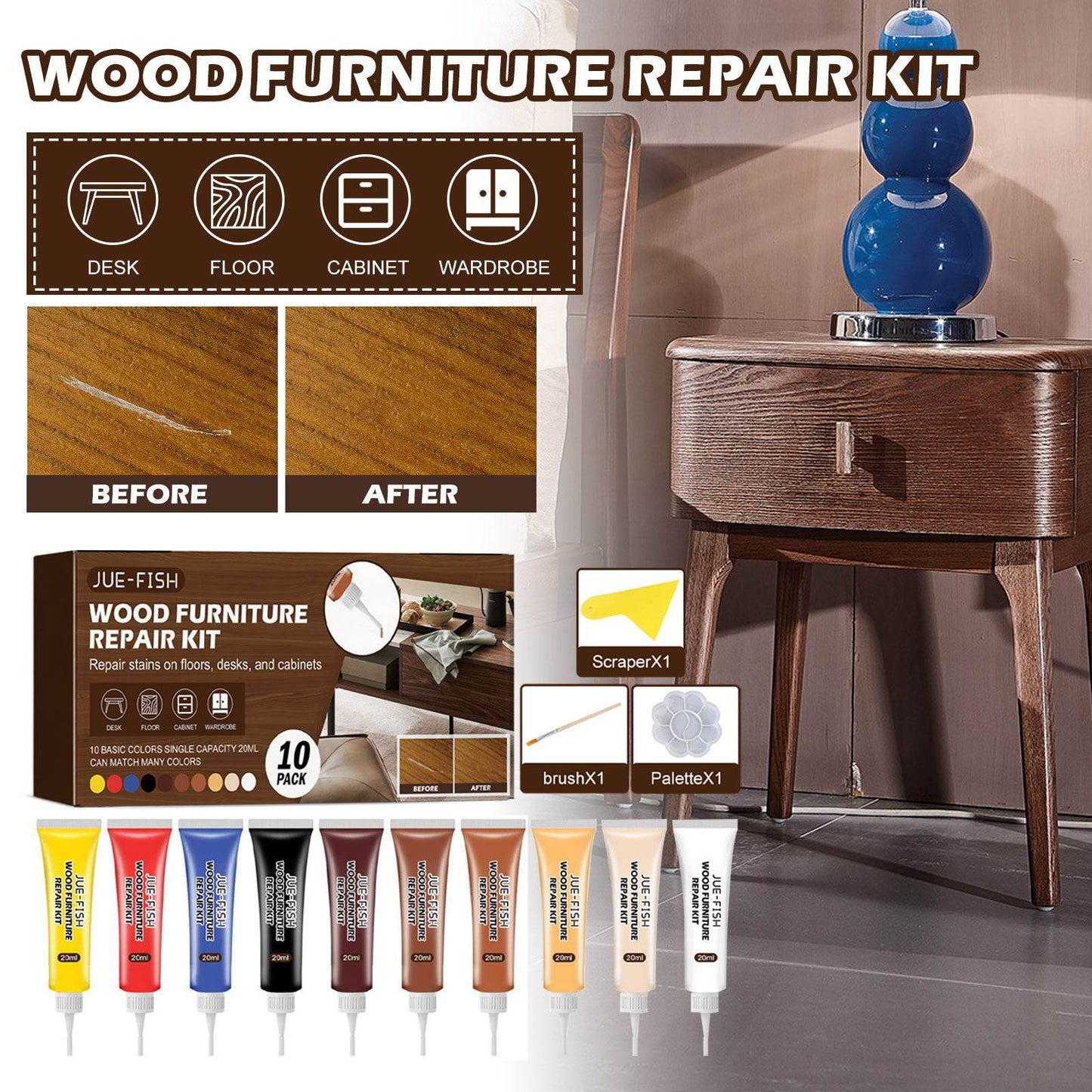 Wood Furniture Repair Kit For Faded Touch Ups And Beauty - Estalios