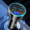 Multi-port car charger with digital display.