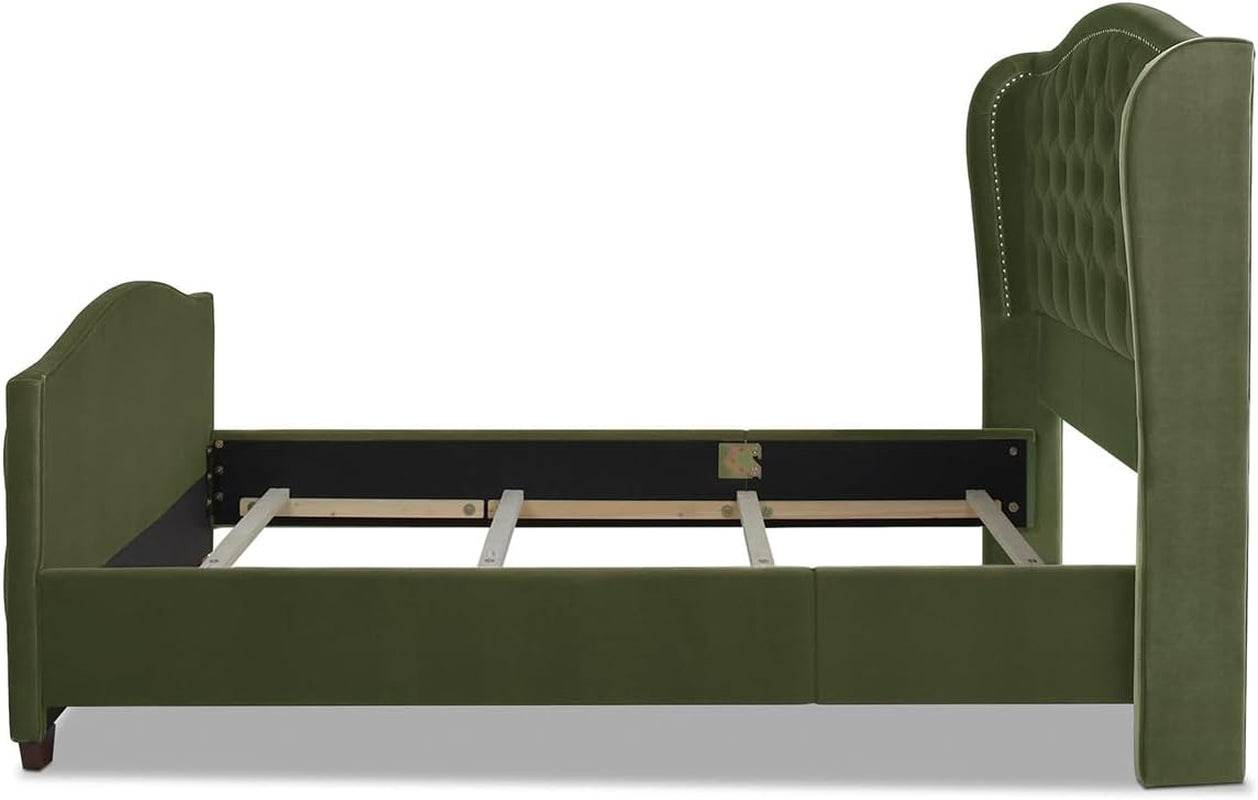 Marcella Upholstered Shelter Headboard Bed Set, Queen Size - Estalios