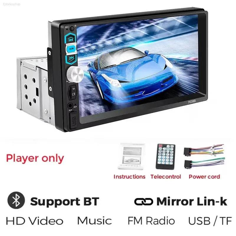 7-Inch HD Touch Screen Car Stereo with Bluetooth, FM Receiver & Reversing Camera - Universal Multimedia Player - Estalios
