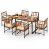 7 PCS Patio Dining Set with Acacia Wood Table and Cushions - Estalios